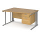 Maestro Cable Managed Leg Wave Desk with Two Drawer Pedestal